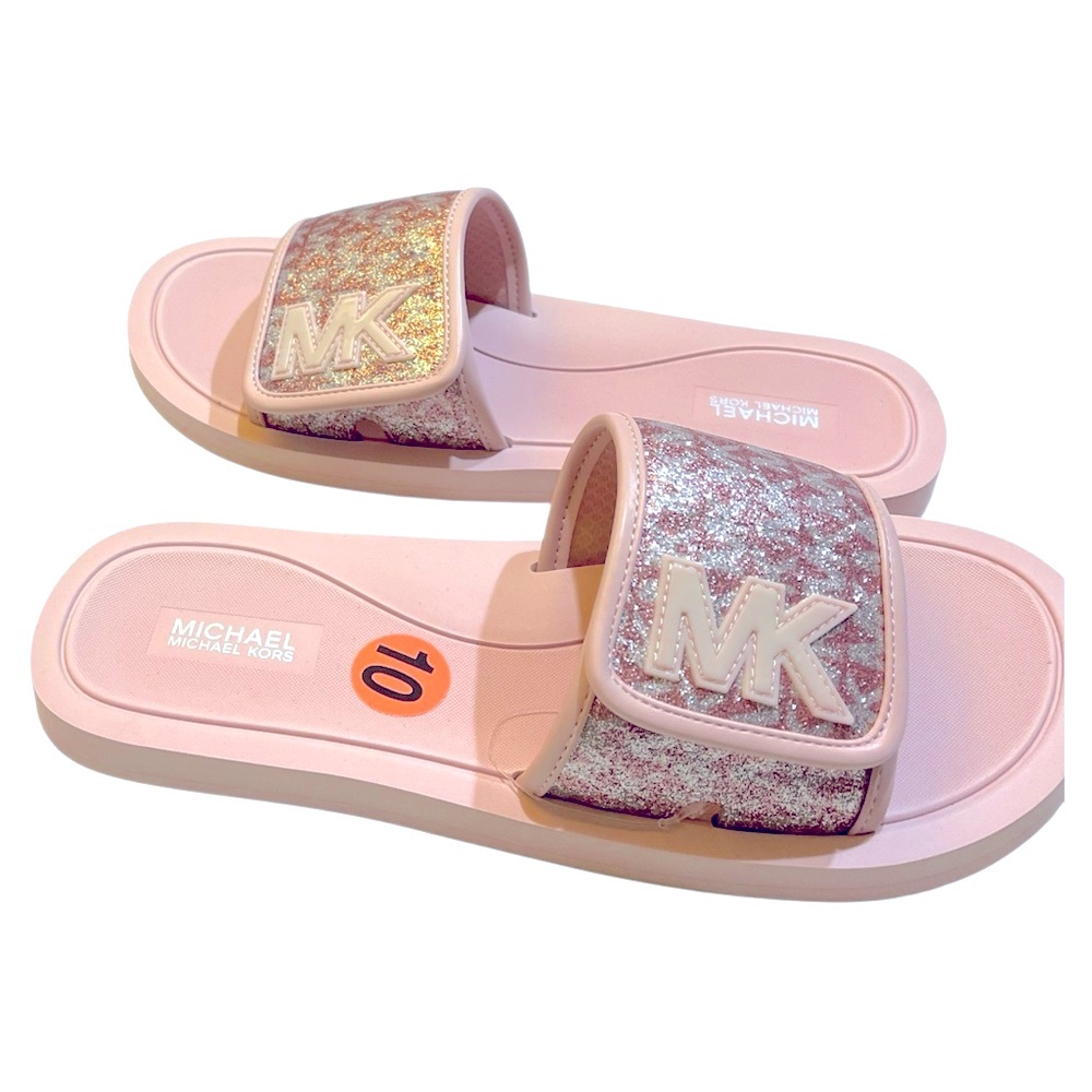 MICHAEL KORS GLITTER MONOGRAM SLIDES - Picture 2 of 4